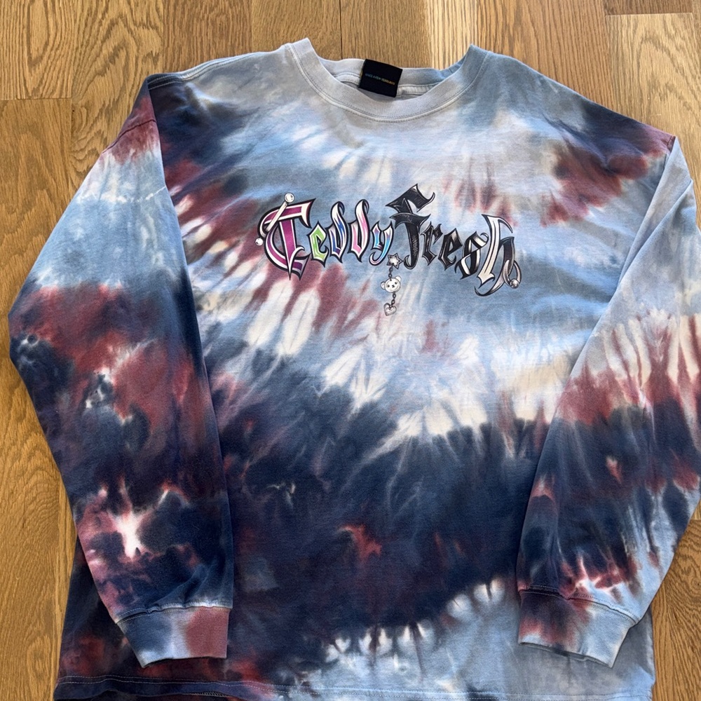 Teddy Fresh Blue and Red Tie-Dye Crewneck Tee